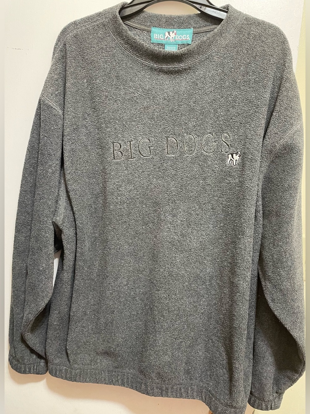 Big Dogs Men's Fleece Sweatshirt Gray Embroidered An Oversized Small